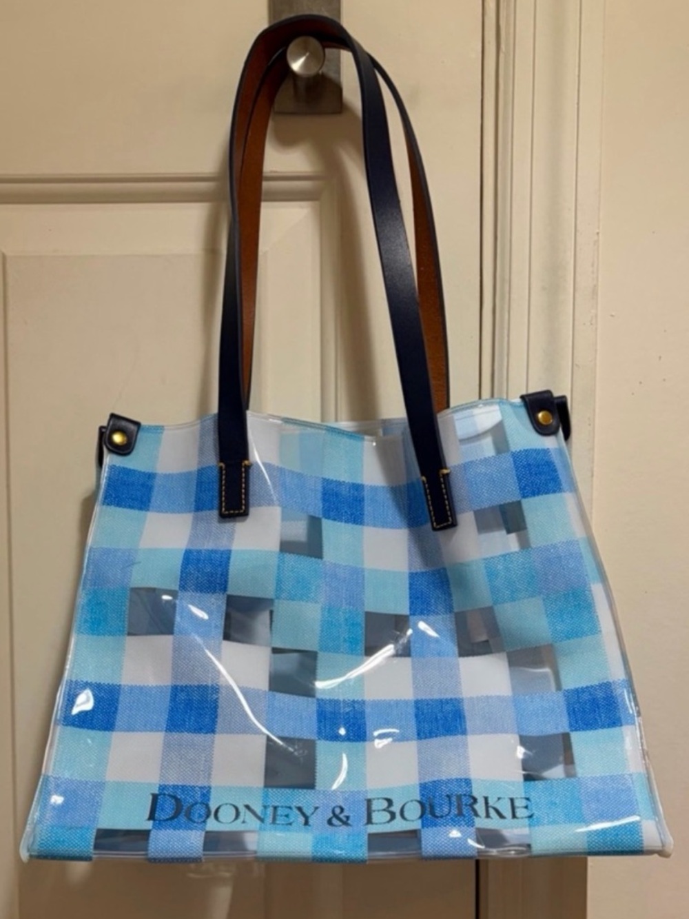 Dooney & Bourke Light Blue Rare Gingham Clear Rubber  Tote